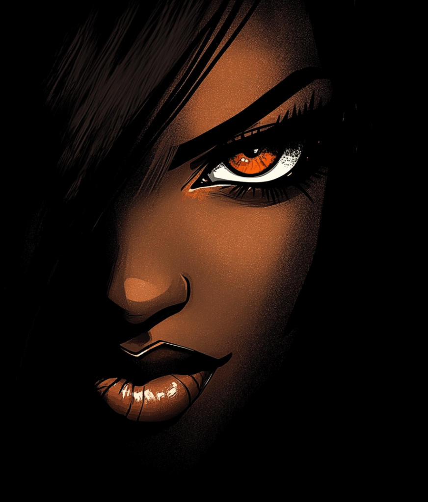 Fierce Determination: Overcoming Procrastination and Embracing Action A bold image of a woman with an intense fiery eye and a determined expression, symbolizing the courage to overcome procrastination and achieve your goals.