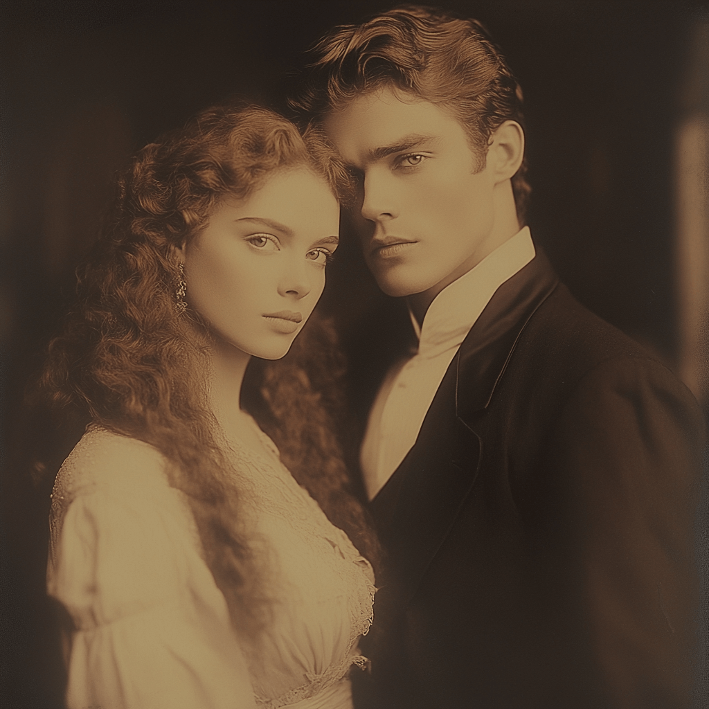 A Victorian-era couple gazing intensely, embodying the deep emotional connection of love language.